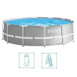 Intex 26716GN Prism Frame Zwembad 366×99 Cm + Filterpomp En Trap Grijs