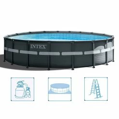 Intex 26330GN Ultra XTR Frame Zwembad 549×132 Cm + Filterpomp En Trap + Accessoires Grijs