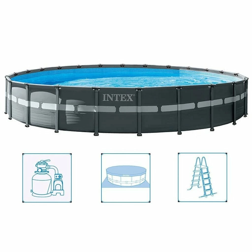 Intex 26340GN Ultra XTR Frame Zwembad 732×132 Cm + Zandfilterpomp En Trap + Accessoires Grijs 1 Intex 26340GN Ultra XTR Frame Zwembad 732×132 Cm + Zandfilterpomp En Trap + Accessoires Grijs