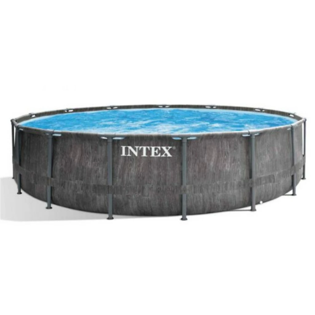 Intex 26742GN Prism Frame Greywood Premium Zwembad 457×122 Cm + Filterpomp Grijs 1 Intex 26742GN Prism Frame Greywood Premium Zwembad 457×122 Cm + Filterpomp Grijs