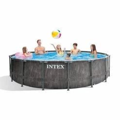 Intex 26742GN Prism Frame Greywood Premium Zwembad 457×122 Cm + Filterpomp Grijs 3 Intex 26742GN Prism Frame Greywood Premium Zwembad 457×122 Cm + Filterpomp Grijs -Pintoy-winkel 6941057418520 2