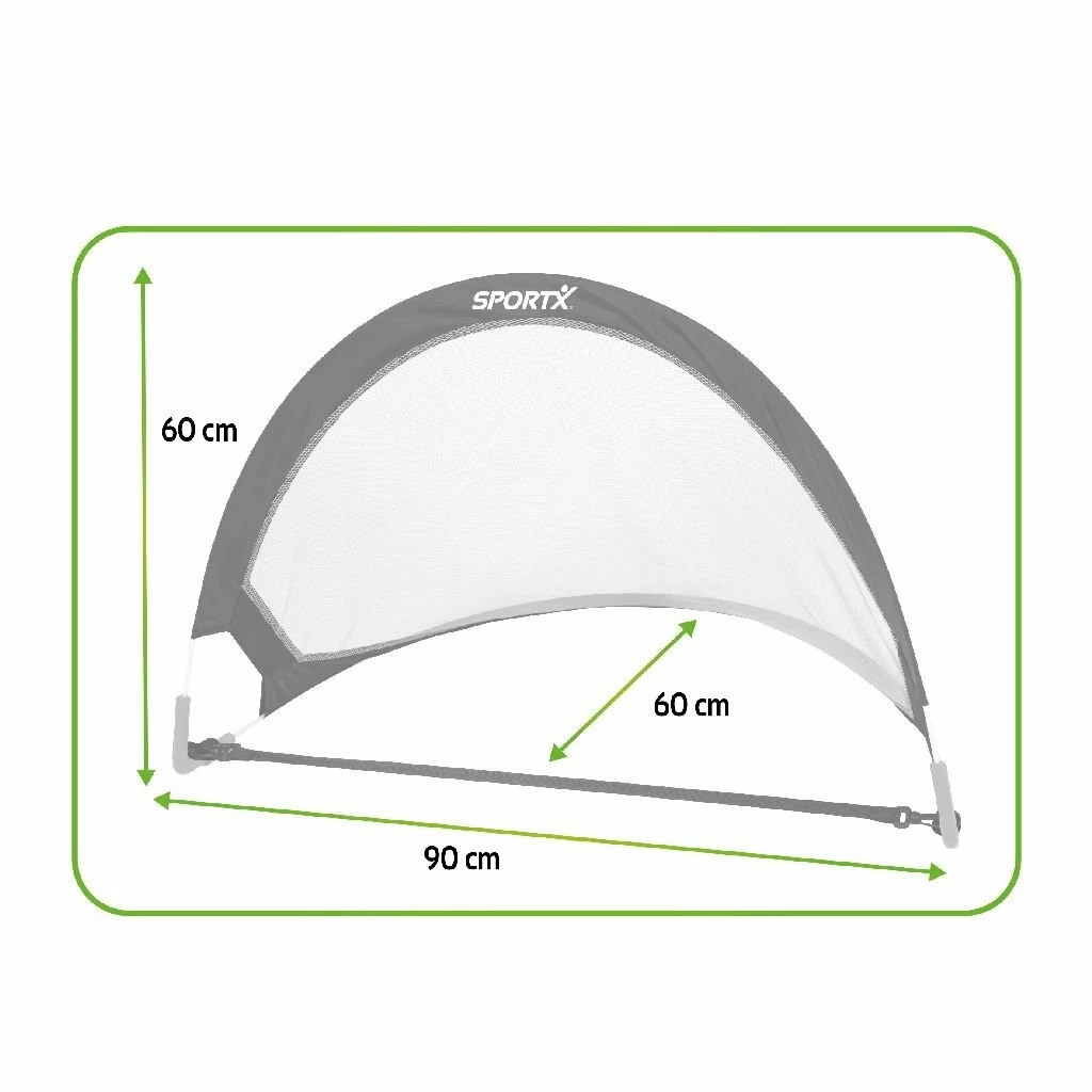 SportX Opvouwbare Voetbaldoelen 90x60x60 Cm 2 Stuks Zwart/Groen 4 SportX Opvouwbare Voetbaldoelen 90x60x60 Cm 2 Stuks Zwart/Groen - Afbeelding 4