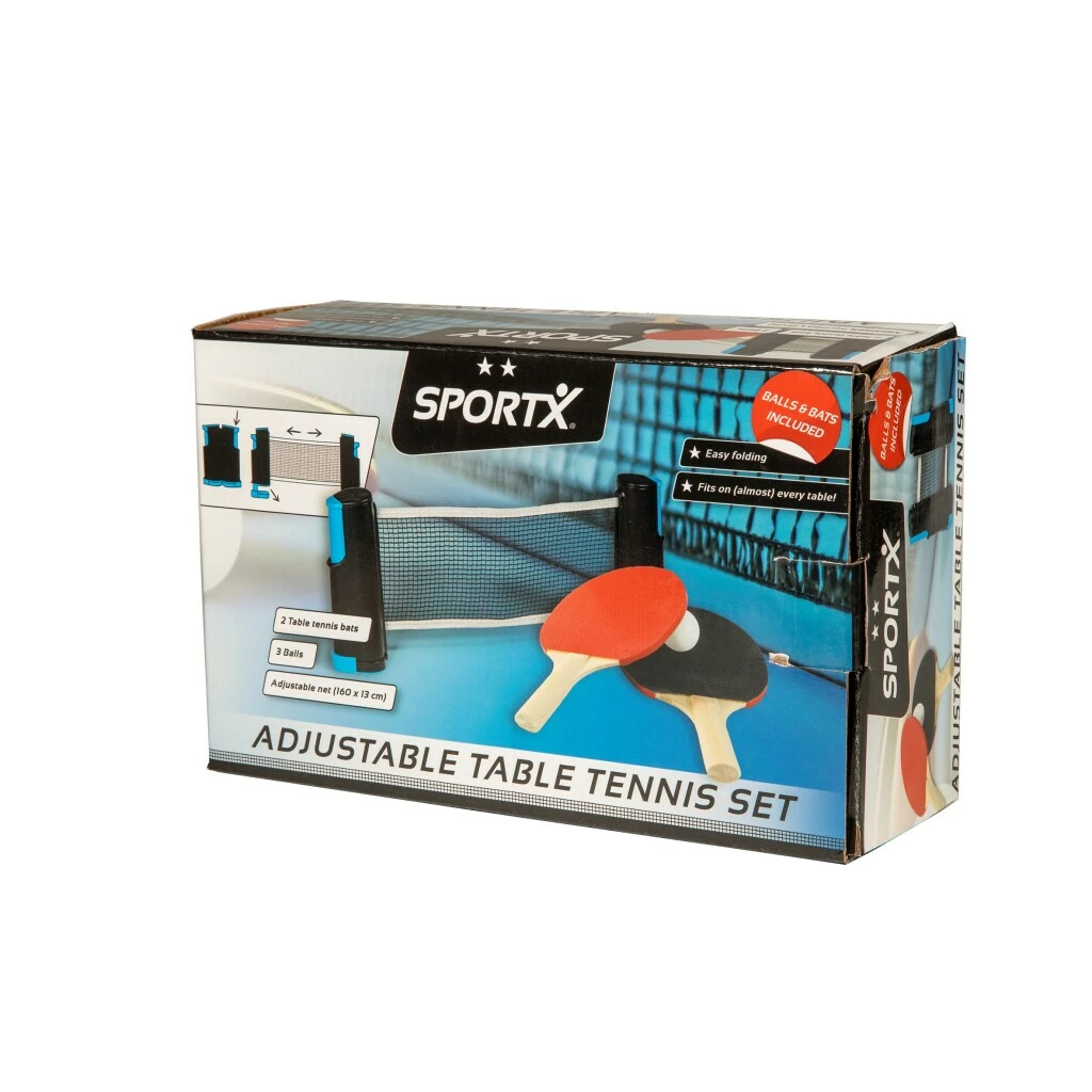 SportX Oprolbaar Tafeltennisnet + 2 Bats + 2 Ballen - Afbeelding 3