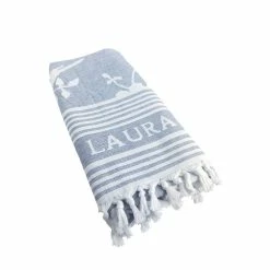 Laura Ashley Hamamdoek Elveden Midnight 90×180 Cm Blauw/Wit